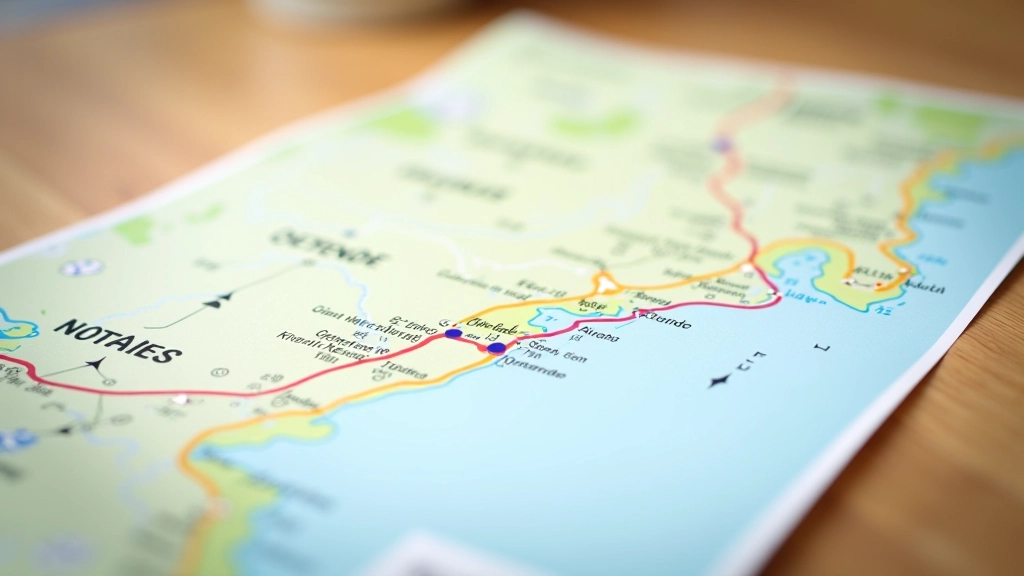 Kaart van de Belgische kust met wandelroutes in Oostende en Knokke-Heist